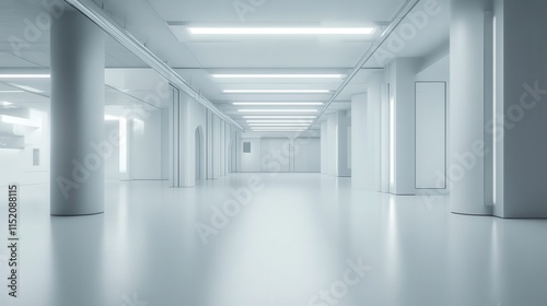 Wallpaper Mural A large, empty, white room with a few lights on Torontodigital.ca