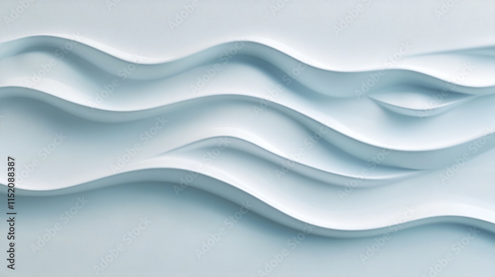 Obraz premium Abstract waves in soft blue tones create a calming, modern visual effect.