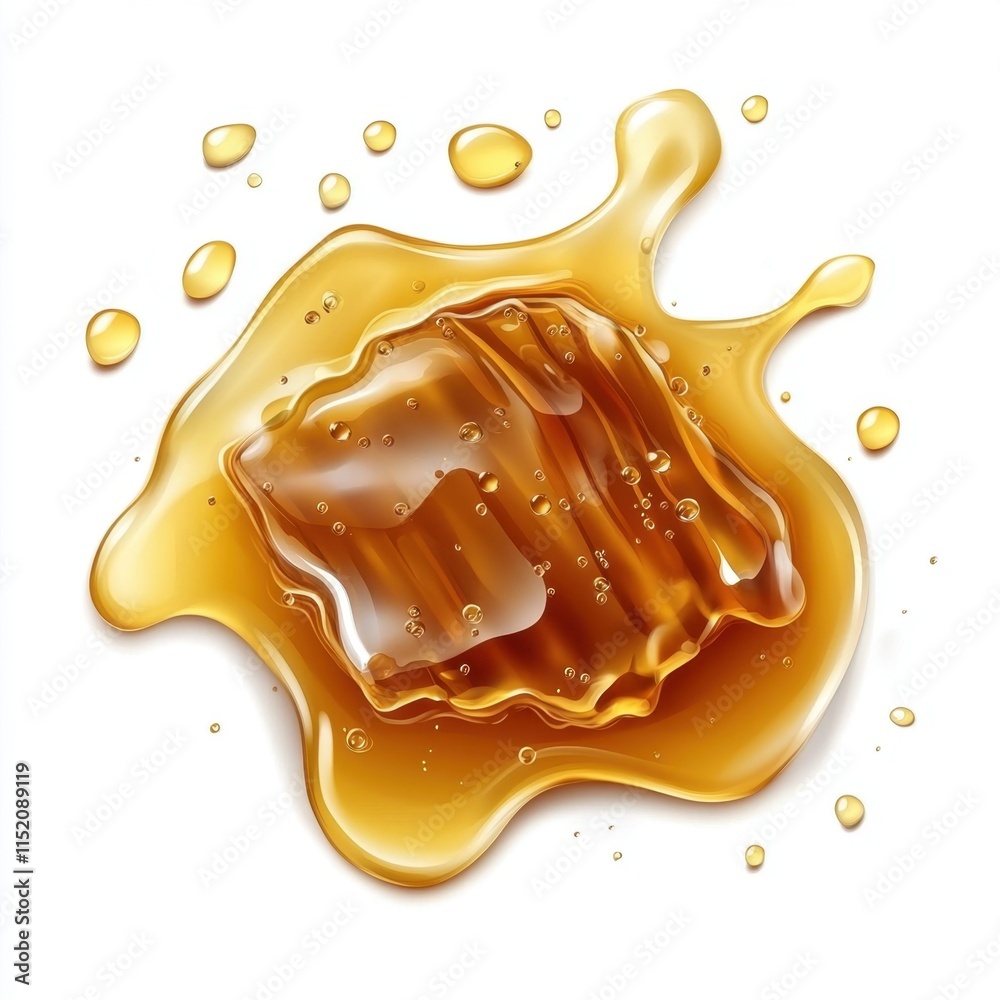 A top view of honey spill isolated on a transparent or white background in PNG format. A top view of honey spill isolated on a transparent or white background in PNG format.