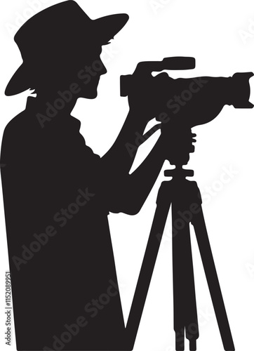 Silhouette vector illustration of Cameraman on white background