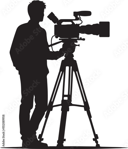 Silhouette vector illustration of Cameraman on white background