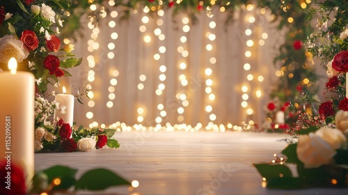 Enchanting Indoor Candlemas Celebration with Flowers and Soft Candle Light photo