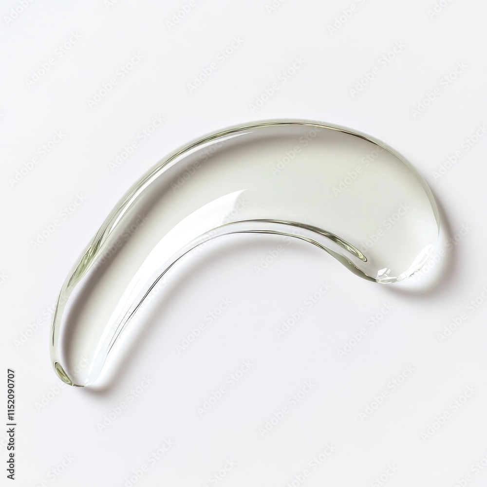 A transparent liquid gel beauty serum swatch smeared on a white background, showcasing a smooth, glossy texture. A transparent liquid gel beauty serum swatch smeared on a white background, showcasing a smooth, glossy texture.
