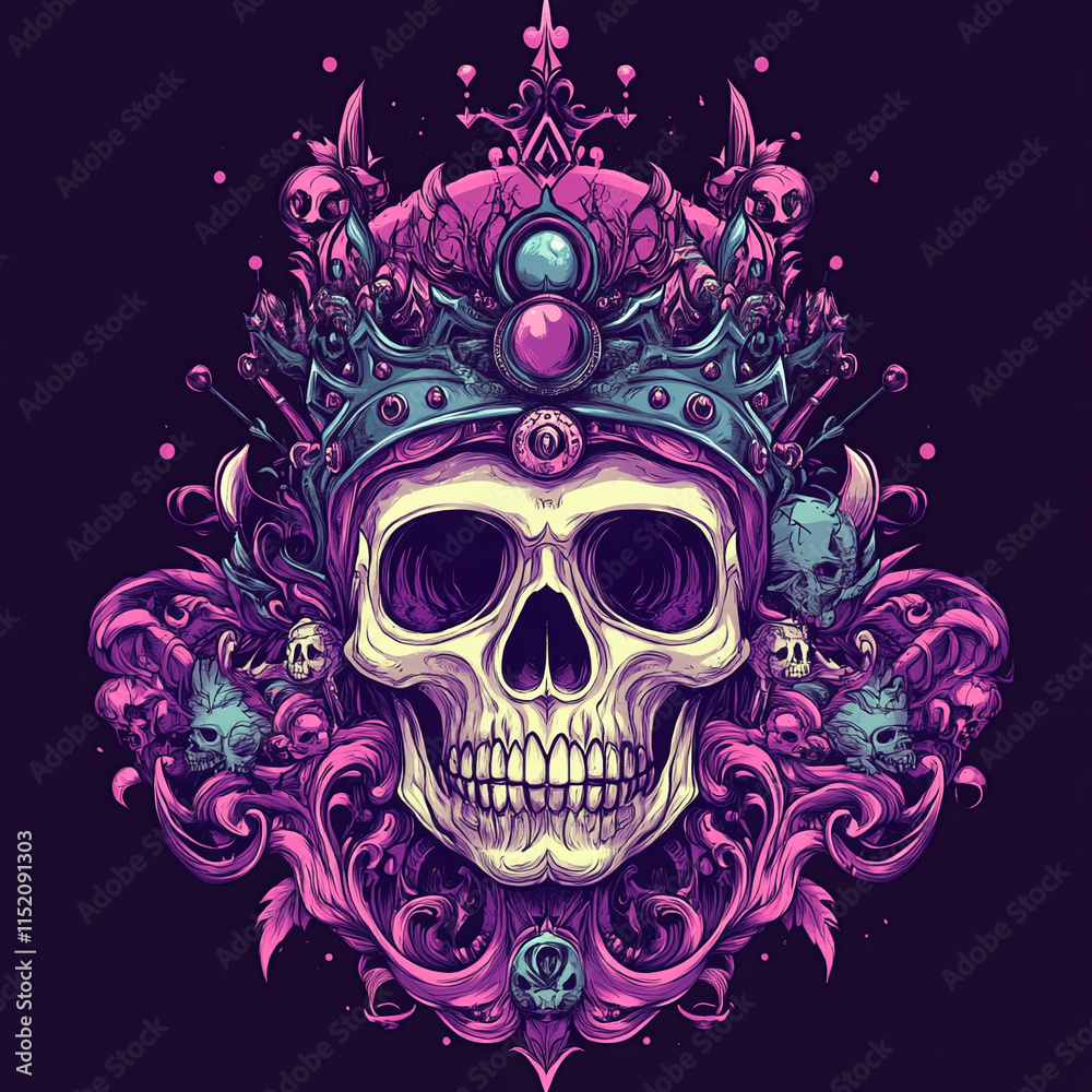 Skull and Crown Arm illustration Skull and Crown Arm illustration