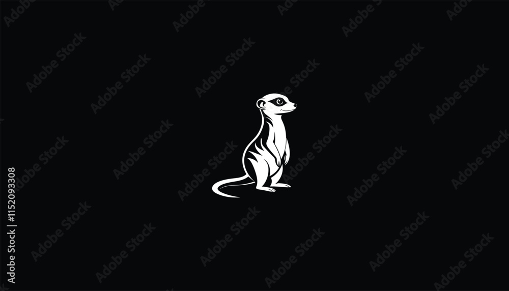 Minimalist White Meerkat Logo with White Outline on Black Background Minimalist White Meerkat Logo with White Outline on Black Background