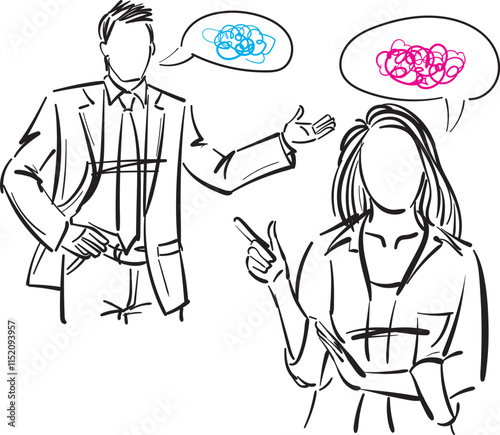 man and woman showing gesture vector illustration