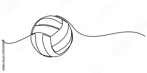Volleyball Continuous Line Illustration, A single line drawing of a volleyball. Continuous line ball for volleyball icon. One line icon. Vector illustration, Volleyball icon line continuous drawing. 
