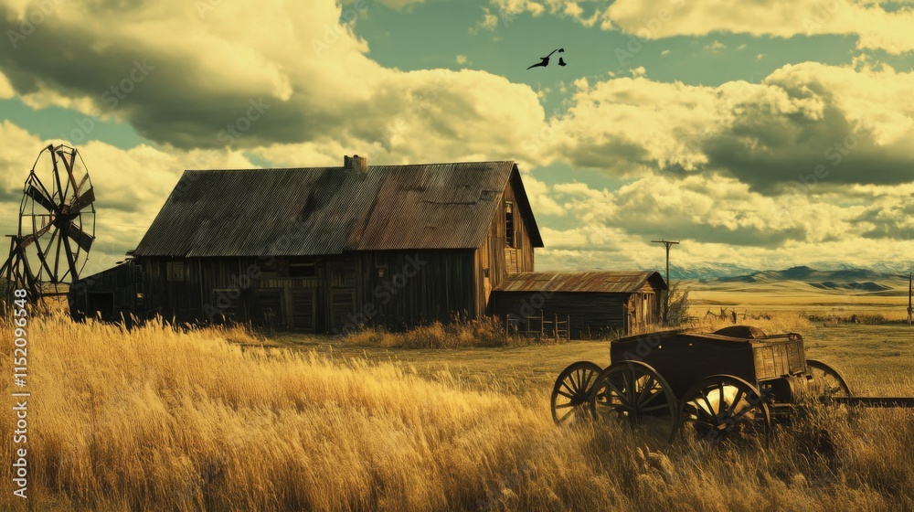 Fototapeta premium Rustic Farm Scene with Natural Lighting and Textures