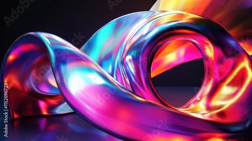 A colorful, abstract, and shiny object with a spiral shape
