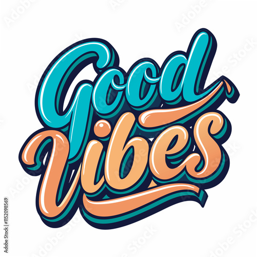 good vibes Positive mind lettering style text vector  