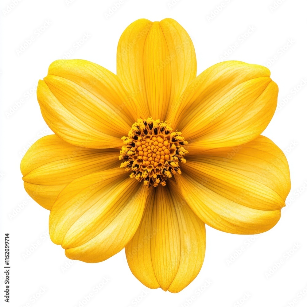Obraz premium A yellow flower isolated on a transparent or white background, presented as a cutout PNG image.