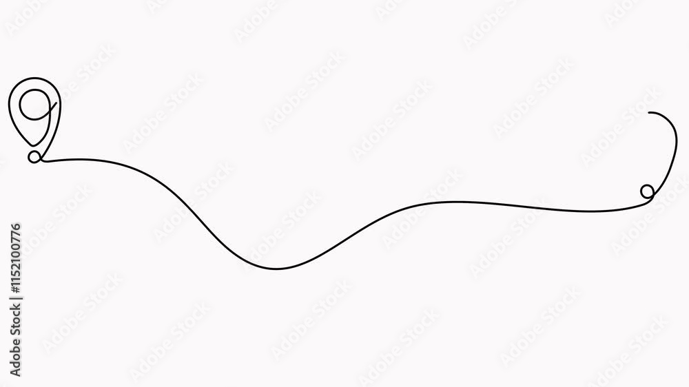 Continuous line drawing path between two location markers animation. Travel destination concept. GPS navigation symbol animated video.