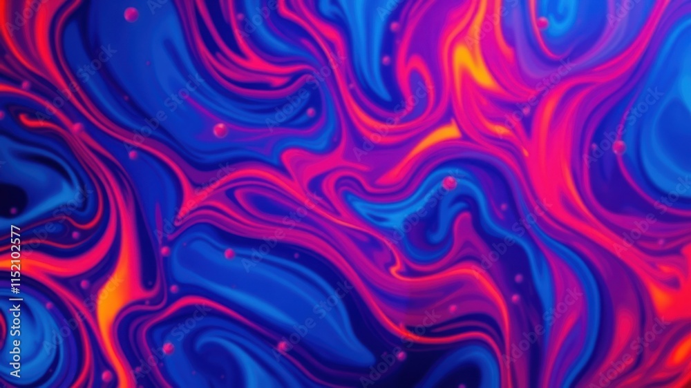 Abstract Swirling Pattern in Vibrant Hues of Blue, Red, and Orange with Scattered, Translucent Spheres Abstract Swirling Pattern in Vibrant Hues of Blue, Red, and Orange with Scattered, Translucent Spheres