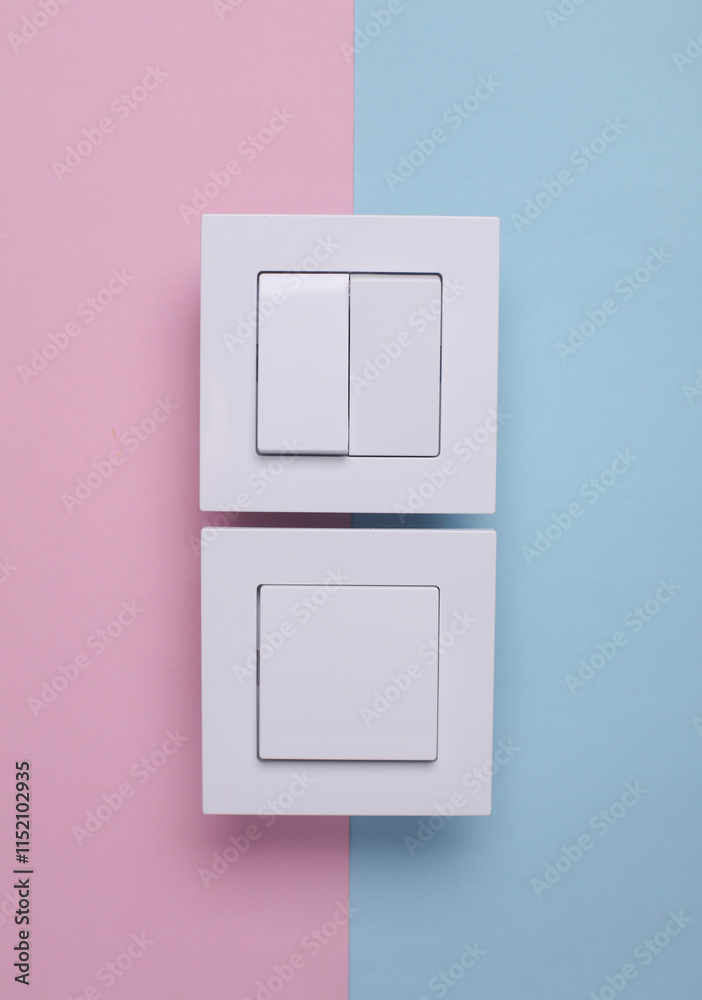 Light Switches on Pink Blue Background