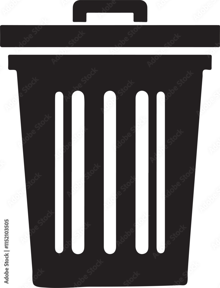Simple Black Silhouette Trash Can Icon Design Simple Black Silhouette Trash Can Icon Design