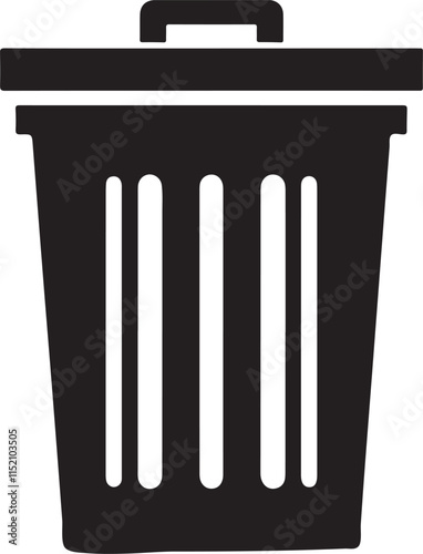  Simple Black Silhouette Trash Can Icon Design