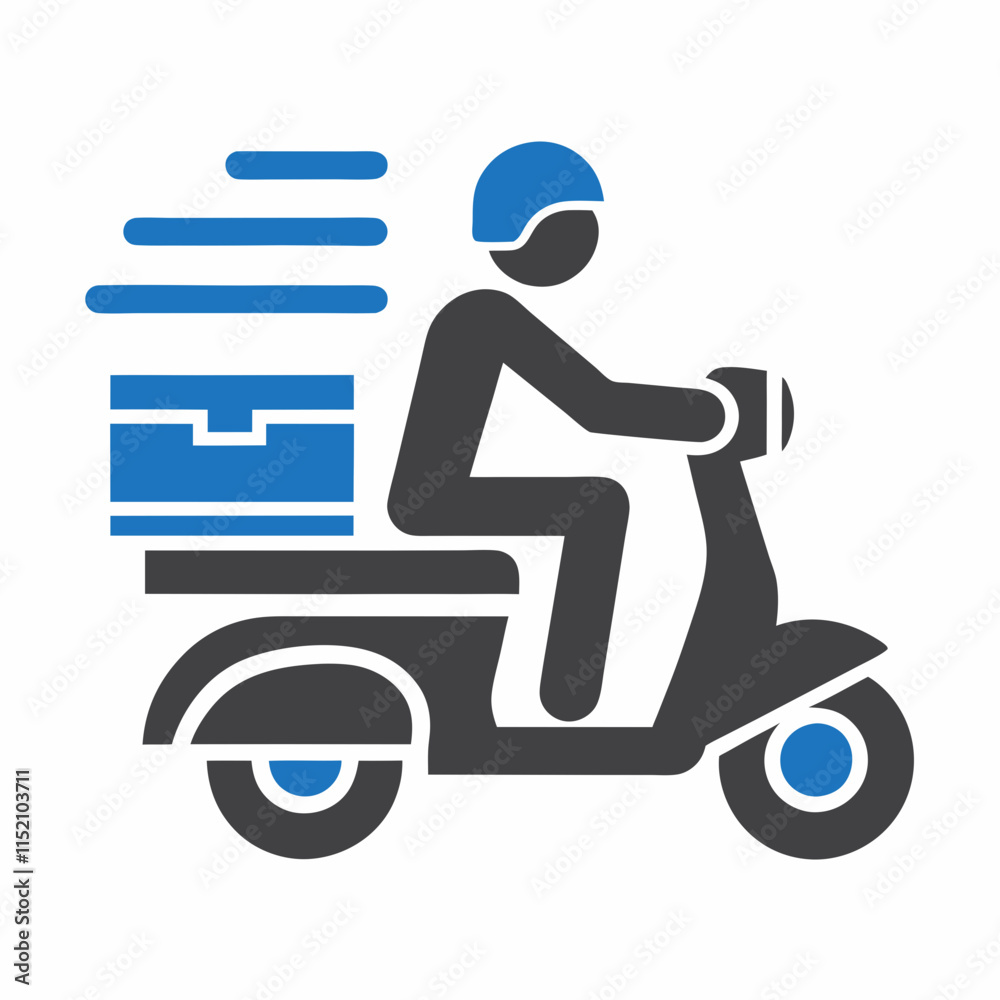 Delivery Man with Scooter Vector Design.