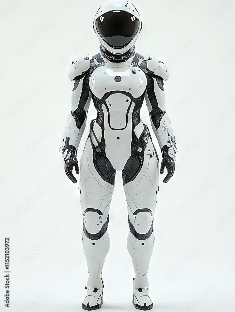A futuristic female astronaut in a sleek white and black spacesuit. Ideal for sci-fi games or movies showcasing strong female characters. A futuristic female astronaut in a sleek white and black spacesuit. Ideal for sci-fi games or movies showcasing strong female characters.