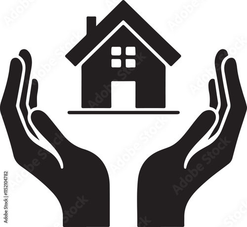 Home Protection Concept Illustrated by Hands Providing Security and Safety