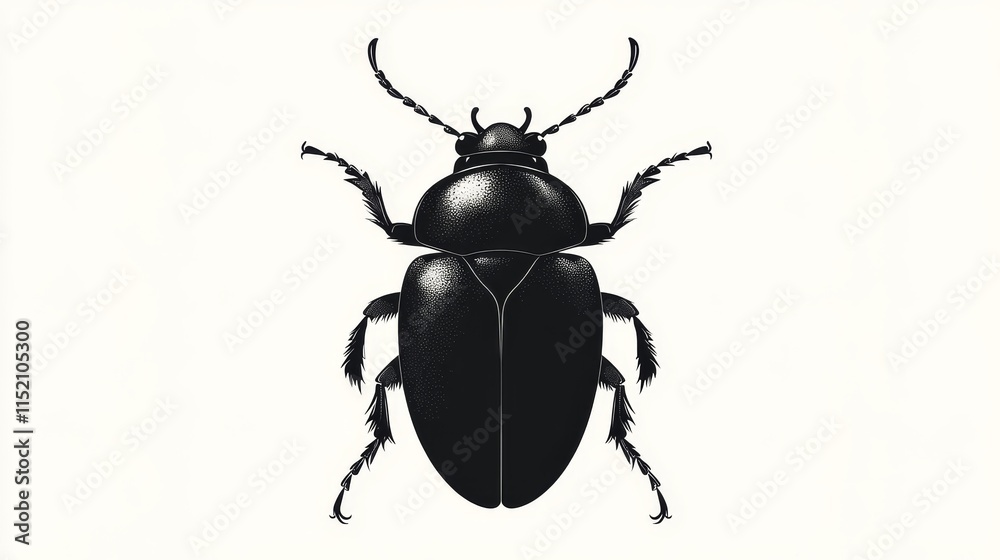 Minimalistic top-down illustration of a bee with detailed features and a monochromatic color scheme Minimalistic top-down illustration of a bee with detailed features and a monochromatic color scheme