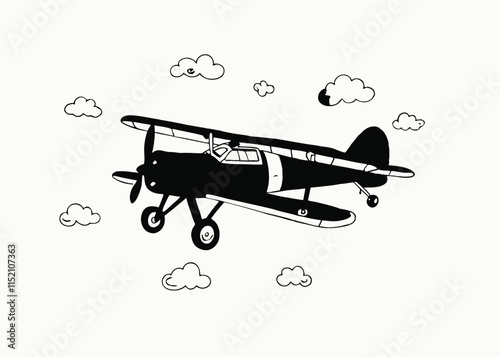 3D Isometric Flat Vector Illustration of Flying Vintage Airplanes, Transportation and Aviation. Vector illustration