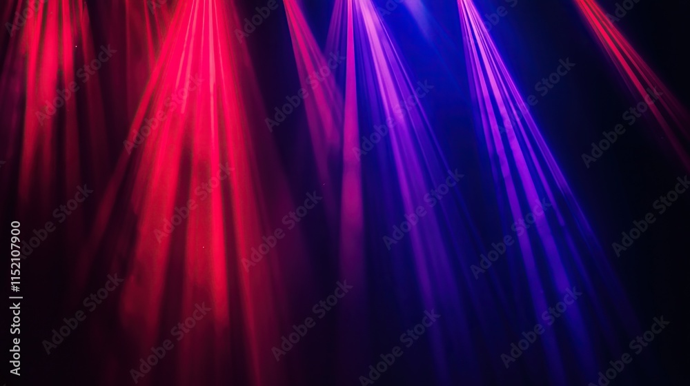 Fototapeta premium Vibrant red and blue light rays intersect forming dramatic and energetic visual