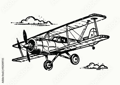 Vintage retro airplanes. A set of illustrations made in watercolor by hand. An ancient flying transport.