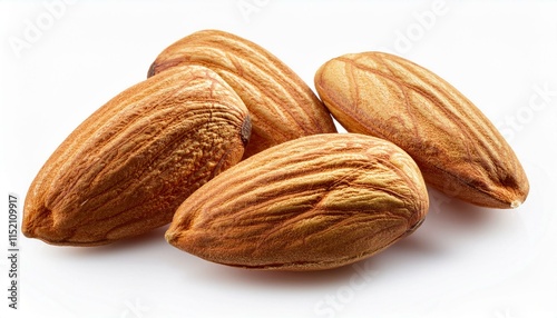group of almonds isolated on white