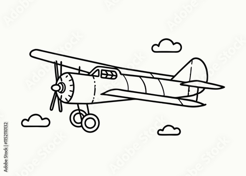 Vintage retro airplanes. A set of illustrations made in watercolor by hand. An ancient flying transport.