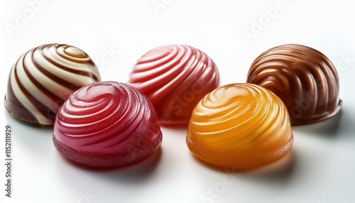 white backdrop with five varying candies
