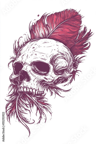 Skull and Feather illustration photo