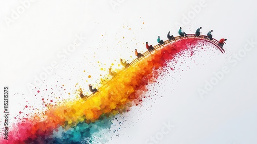 Stock market volatility, rollercoaster graphs, emotional impact, watercolor style
