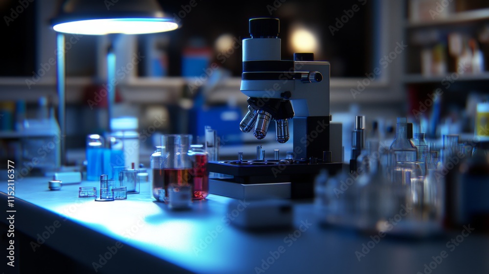 Laboratory Microscope in Low Light Setting Laboratory Microscope in Low Light Setting