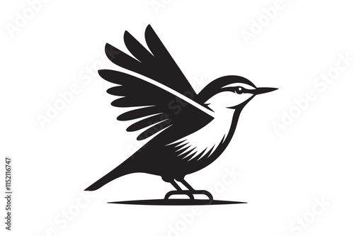 Eurasian Nuthatch bird icon silhouette illustration with white background 1 photo