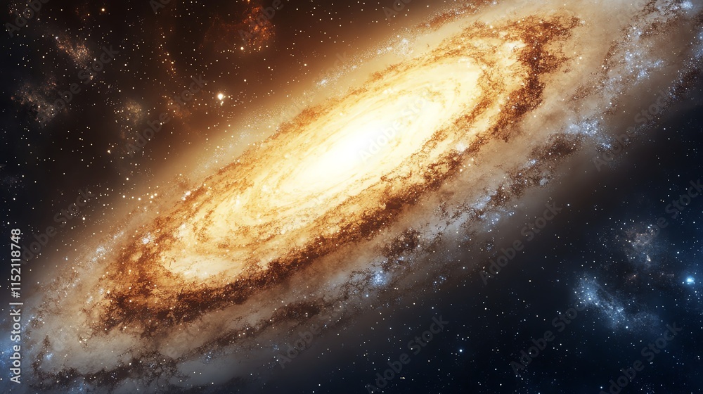 Fototapeta premium A stunning visual of a swirling galaxy illuminating the vastness of space with its bright stars and cosmic dust.