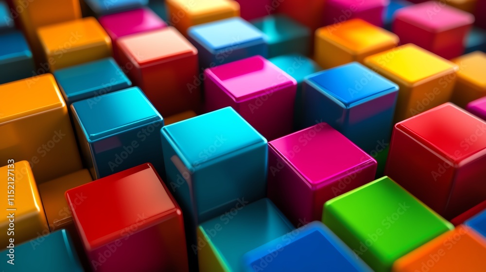 Obraz premium Vibrant collection of colorful blocks stacked together, creating an eye-catching abstract pattern for design projects.