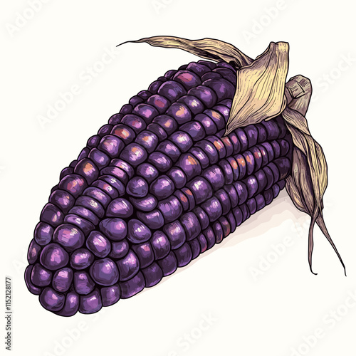 Illustration of Peruvian Purple Corn