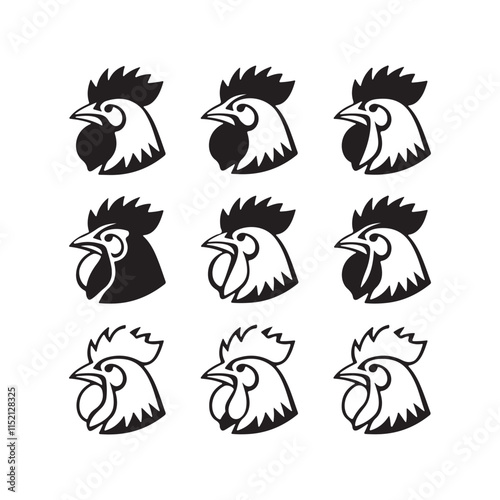 chicken silhouettes, set of chicken vector, silhouettes of hen chicken collection. silhouette chicken family