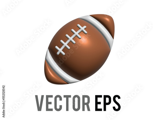 3D classic brown american football or rugby game ball icon