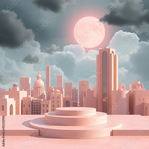 A Whimsical 3D Render of Geometric Shapes and Soft Hues