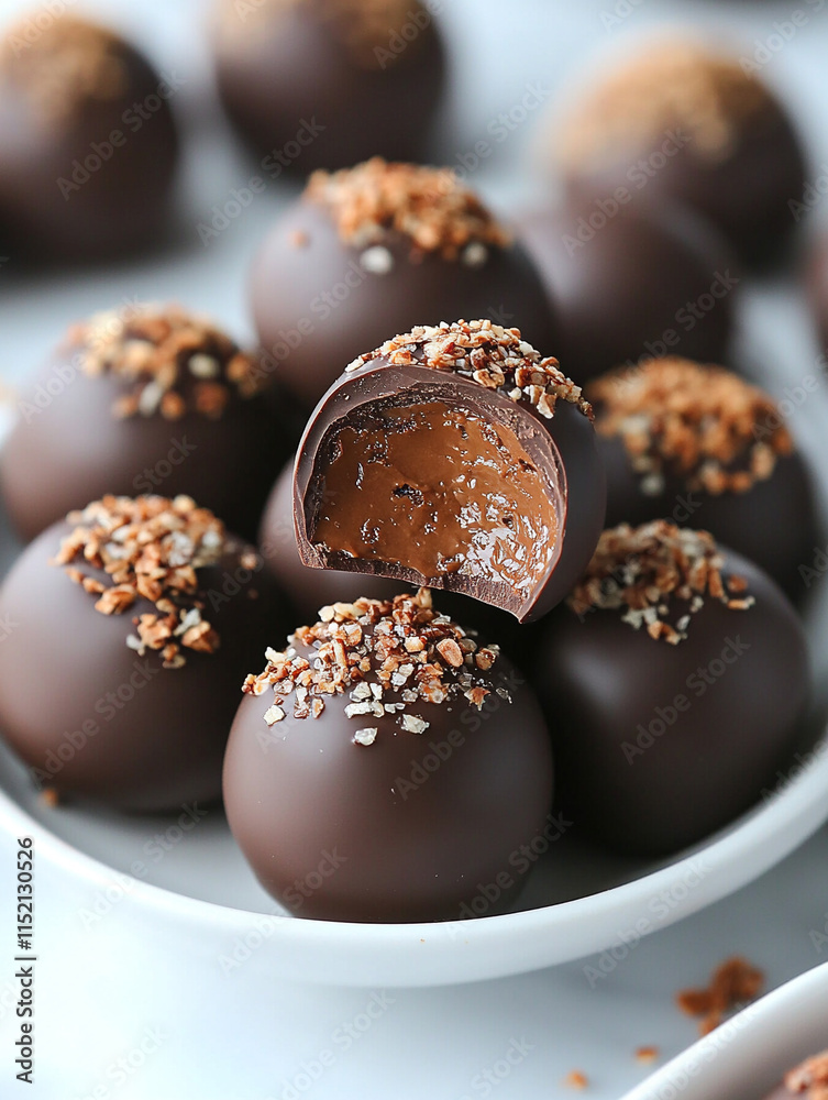 Choco truffles with caramel filling and toppings Choco truffles with caramel filling and toppings