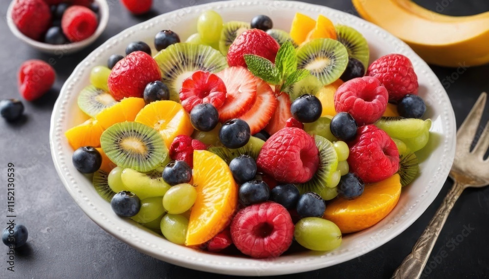 Delicious and Refreshing Fruit Salad: A vibrant mix of summer fruits. Delicious and Refreshing Fruit Salad: A vibrant mix of summer fruits.