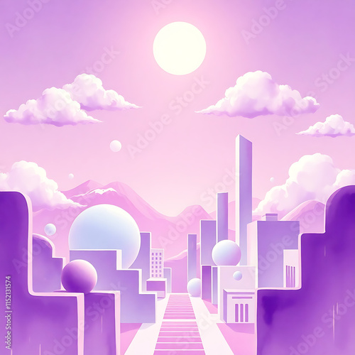 A Whimsical 3D Render of Geometric Shapes and Soft Hues