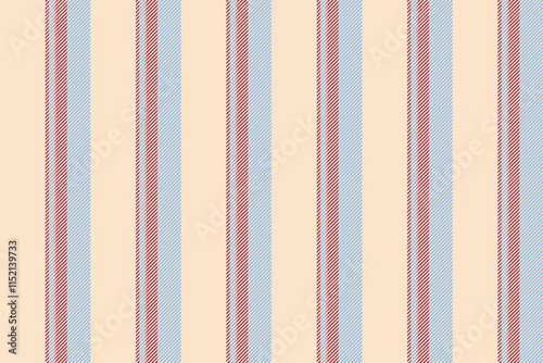 Invitation seamless pattern vector, plank fabric background texture. Workshop textile vertical lines stripe in bisque and blue colors.