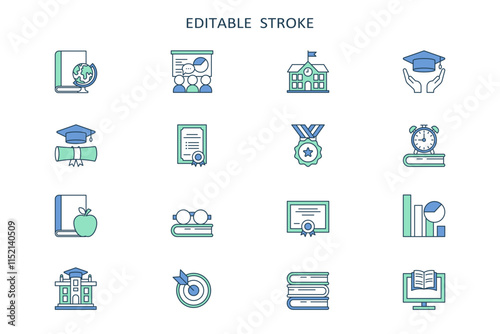 This vibrant RGB color icon collection represents special education, emphasizing the importance of accessibility and inclusive learning for students with diverse needs and abilities