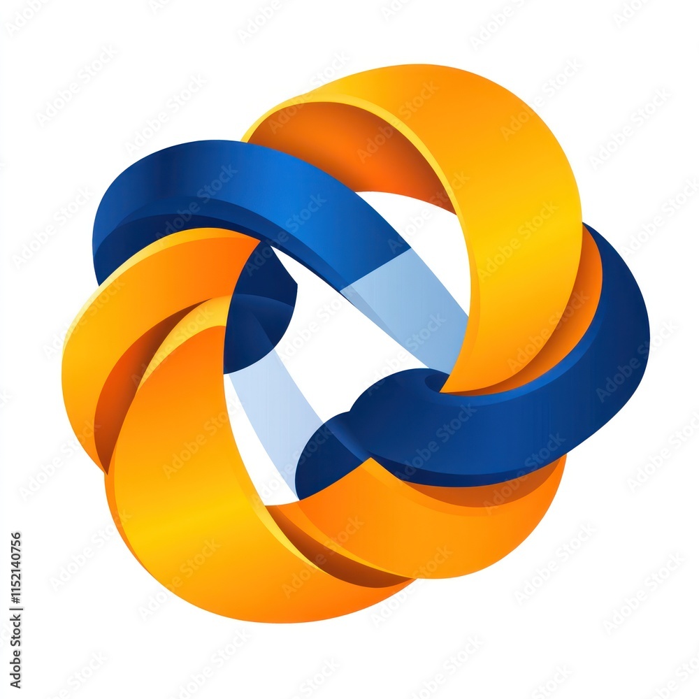 Abstract 3D blue and orange intertwined rings logo design. Abstract 3D blue and orange intertwined rings logo design.