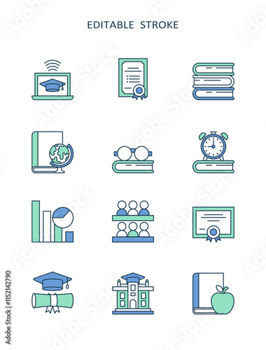 This extensive collection of editable stroke icons effectively represents key themes in special education, inclusivity, and accessibility, designed for diverse learners in various school environments