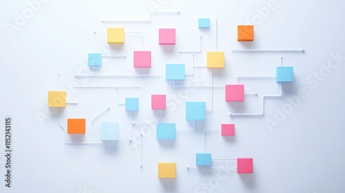 Colorful geometric shapes arranged in a creative layout, perfect for digital design or modern art concepts.