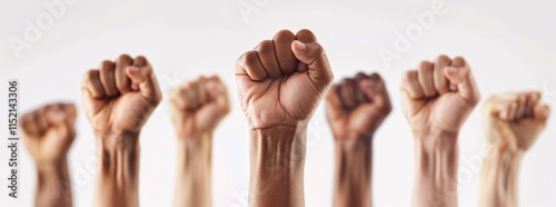 a group of raised fists, symbolizing the power and strength unity photo