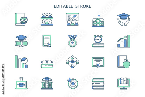 This collection features vibrant RGB color icons symbolizing special education and inclusive learning for diverse students, emphasizing the importance of accessibility and support for all learners